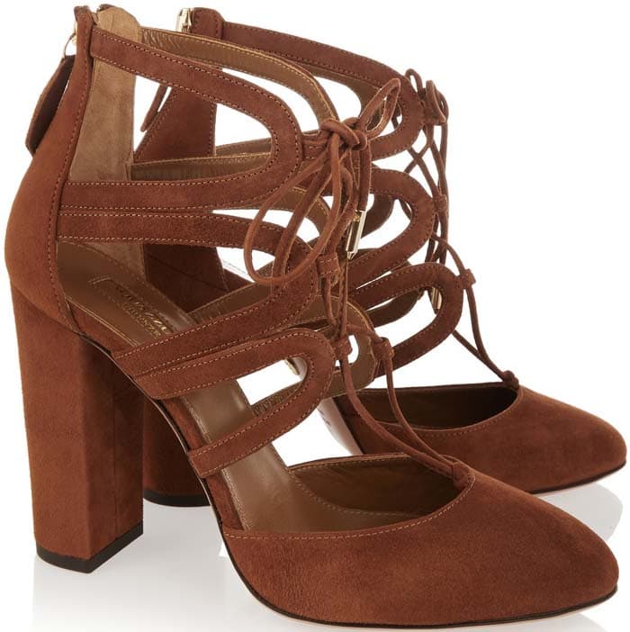 Brown Aquazzura 'Holli' Cutout Suede Pumps