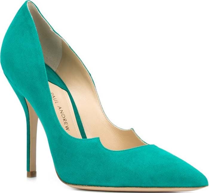 Paul Andrew "Zenadia" Scalloped Suede Pumps Green