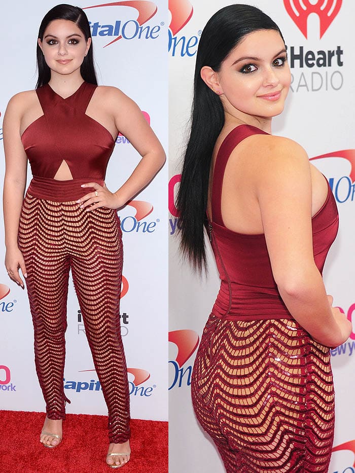 Ariel Winter wears a naked jumpsuit at the 2015 Z100 iHeartRadio Jingle Ball