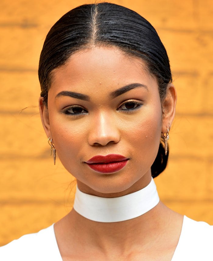 Chanel Iman wears her hair back at Veuve Clicquot’s second annual Clicquot Carnival