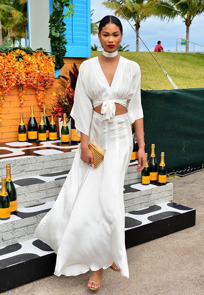Chanel Iman rocks an all-white look at a Veuve Clicquot event