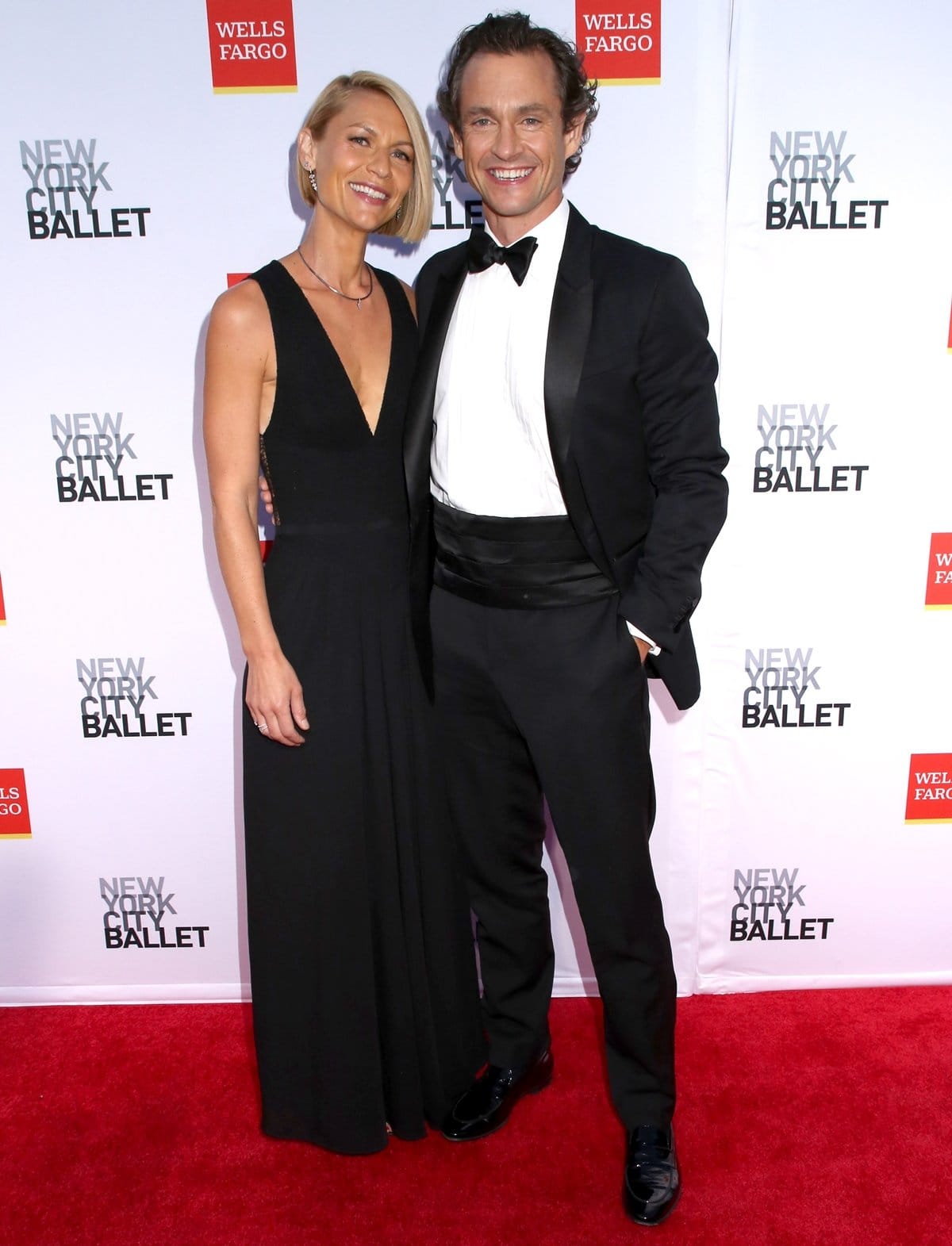 Claire Danes in a Narciso Rodriguez dress and her husband Hugh Dancy attend the 2021 New York City Ballet Fall Fashion Gala