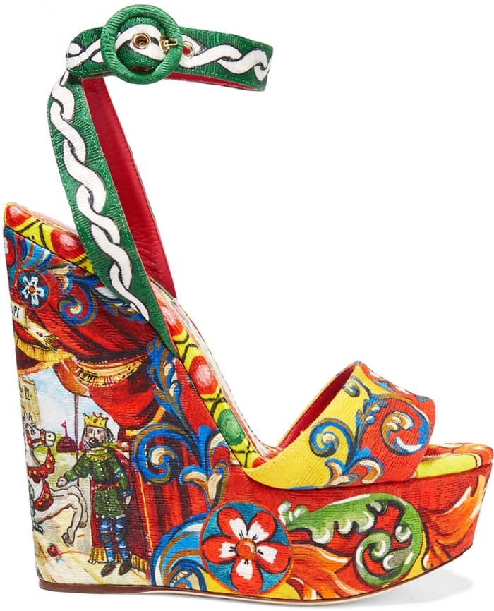Dolce & Gabbana Printed brocade wedge sandals