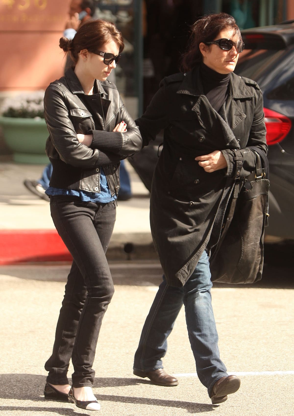 Emma Roberts out for a walk with her mother Kelly Cunningham