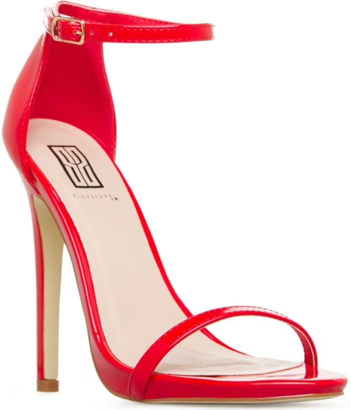 Red High Heel 'Galya' Ankle-Strap Sandals