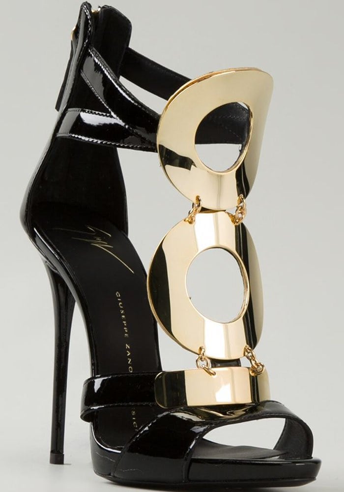 Giuseppe Zanotti Patent Leather Goldtone Ring Sandals