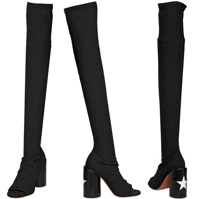 Givenchy 'Reane' Star-Heel Lycra Over-the-Knee Peep-Toe Boots