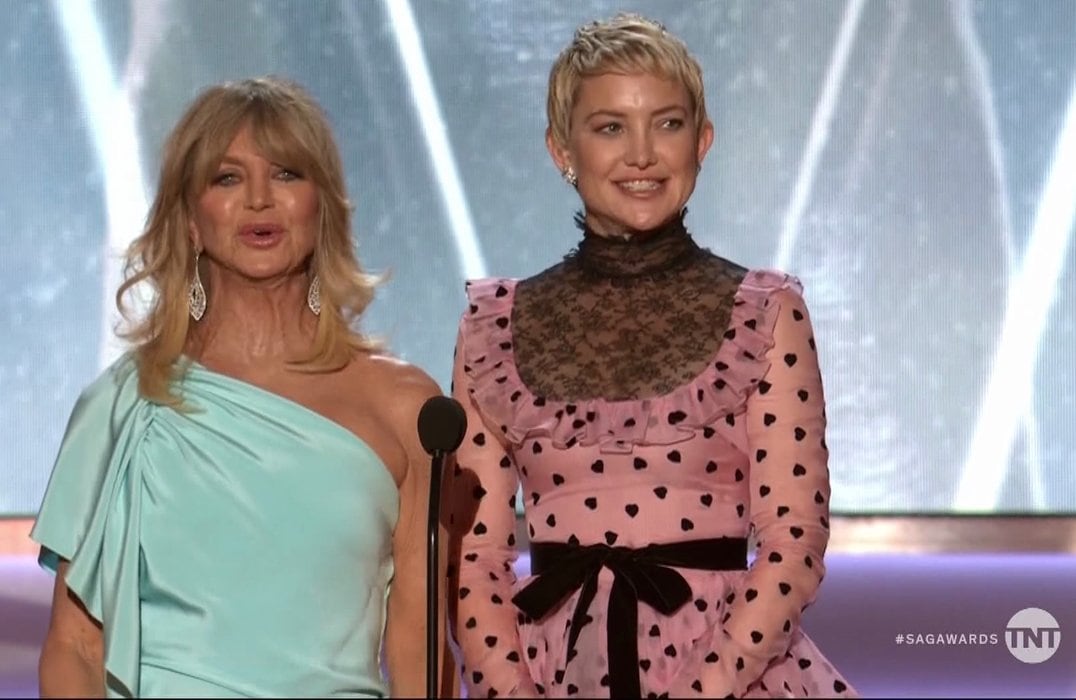 Goldie Hawn and Kate Hudson share the stage at the 24th Screen Actors Guild Awards, showcasing their unique style and undeniable star power
