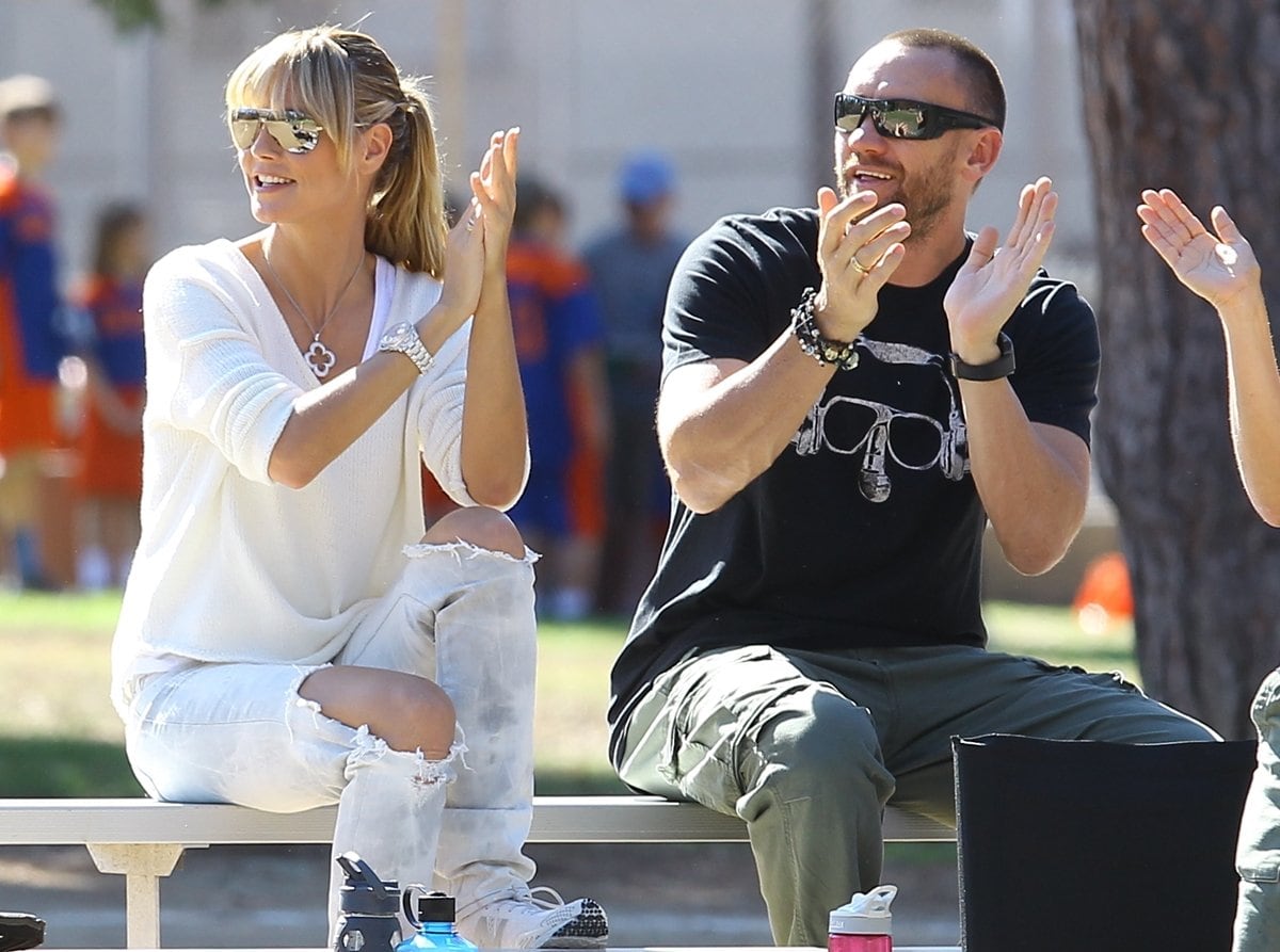 Heidi Klum attends football practice with her boyfriend Martin Kirsten in Brentwood