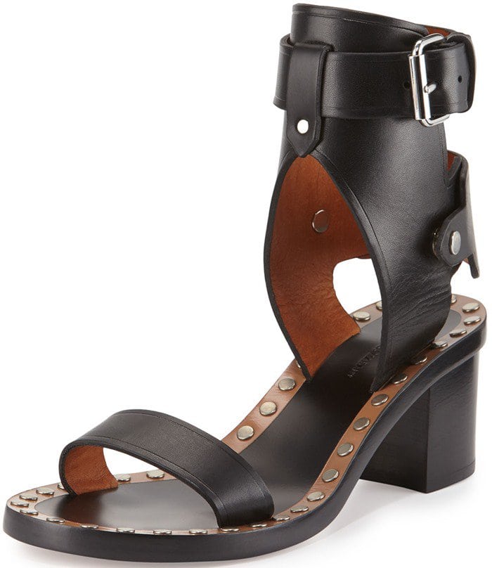 Isabel Marant Jaeryn Studded Two-Tone Ankle-Wrap Sandal