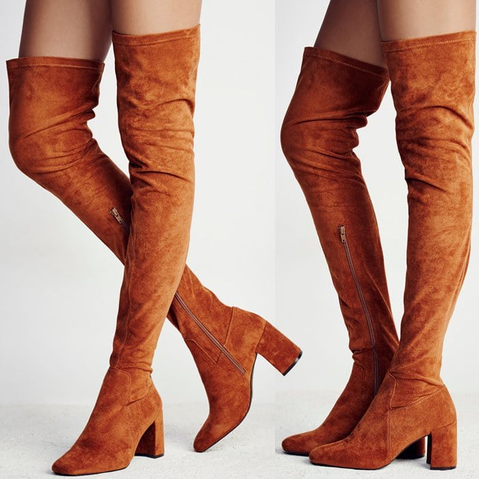 Jeffrey Campbell 'Parkway' Thigh Boots in Tan Suede