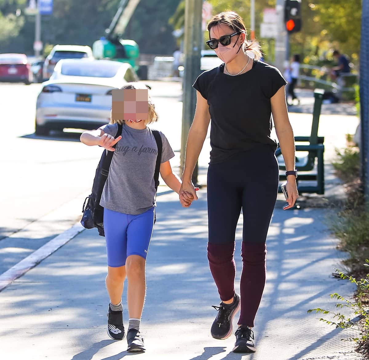 Jennifer Garner and her son Samuel Affleck are seen in Los Angeles