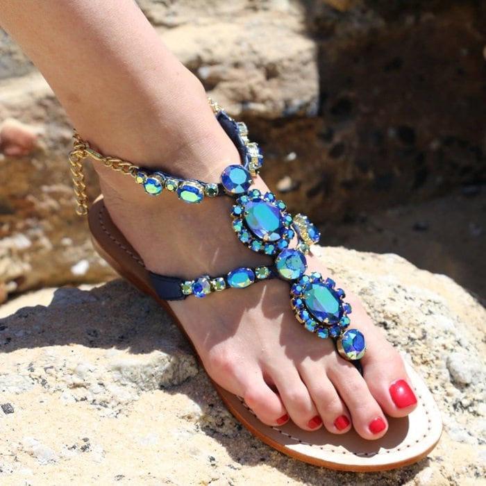 Mystique Makes Jeweled Flat Sandals in Bali Indonesia