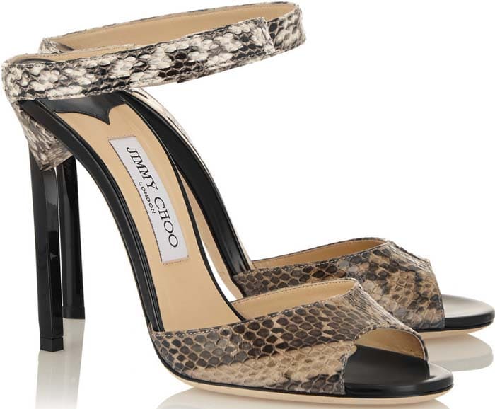 Snake-Embossed Jimmy Choo 'Deckle' Elaphe Sandals