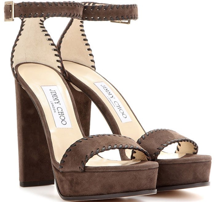 Jimmy Choo Holly Ankle-Strap Sandals Brown Suede