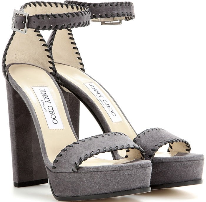 Jimmy Choo Holly Ankle-Strap Sandals Gray Suede