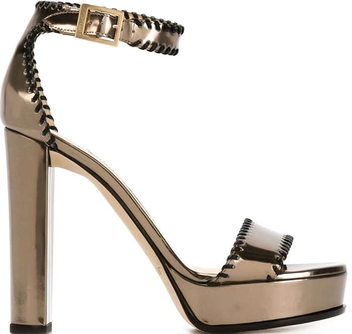 Jimmy Choo Holly Pyrite Leather Platform Sandals