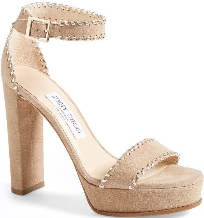 Jimmy Choo Holly Ankle-Strap Sandals Nude Suede