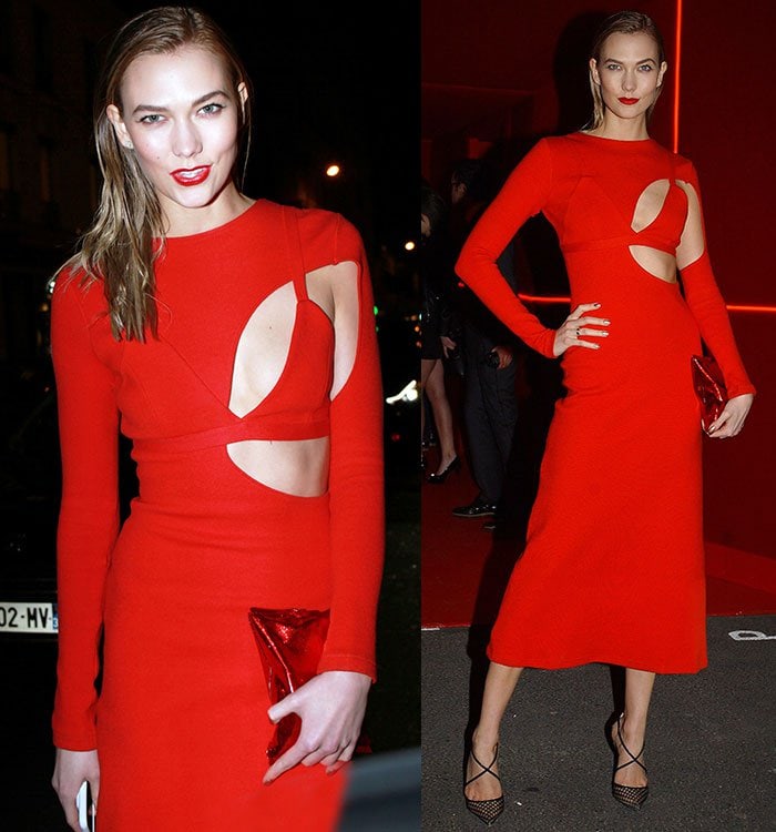 Karlie Kloss at the L'Oreal Red Obsession Party during Paris Fashion Week in Paris, France on March 8, 2016