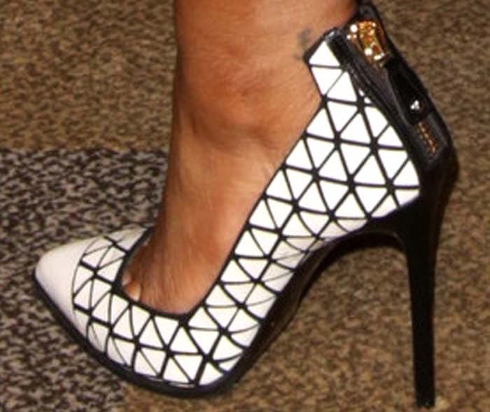 Keke Palmer's feet in geometric patterned Greymer pumps