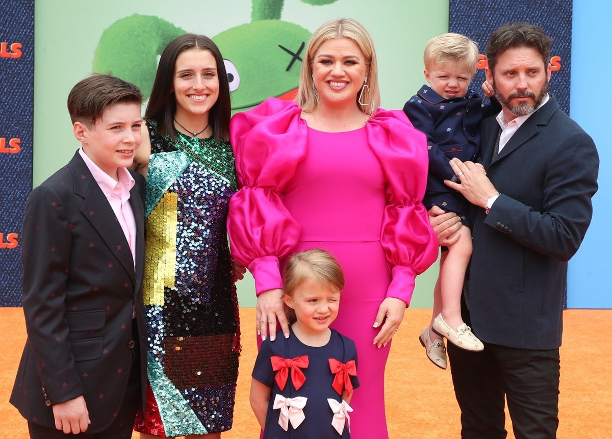 Kelly Clarkson, Brandon Blackstock, Savannah Blackstock, River Rose Blackstock, Remington Alexander Blackstock, and Seth Blackstock attend STX Films World Premiere of "UglyDolls"