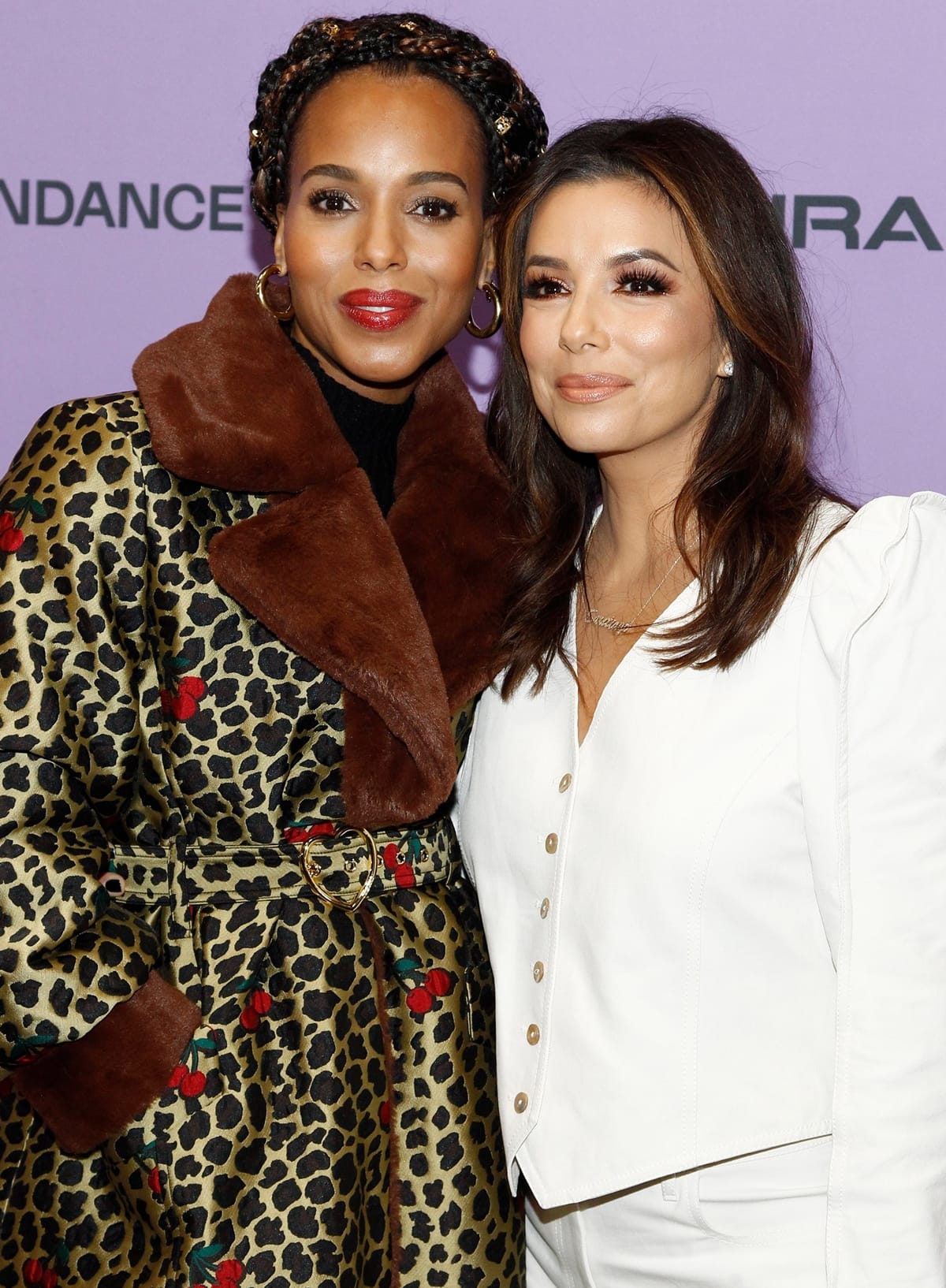 Kerry Washington wore a Sretsis Eva Lolita coat to support her friend Eva Longoria