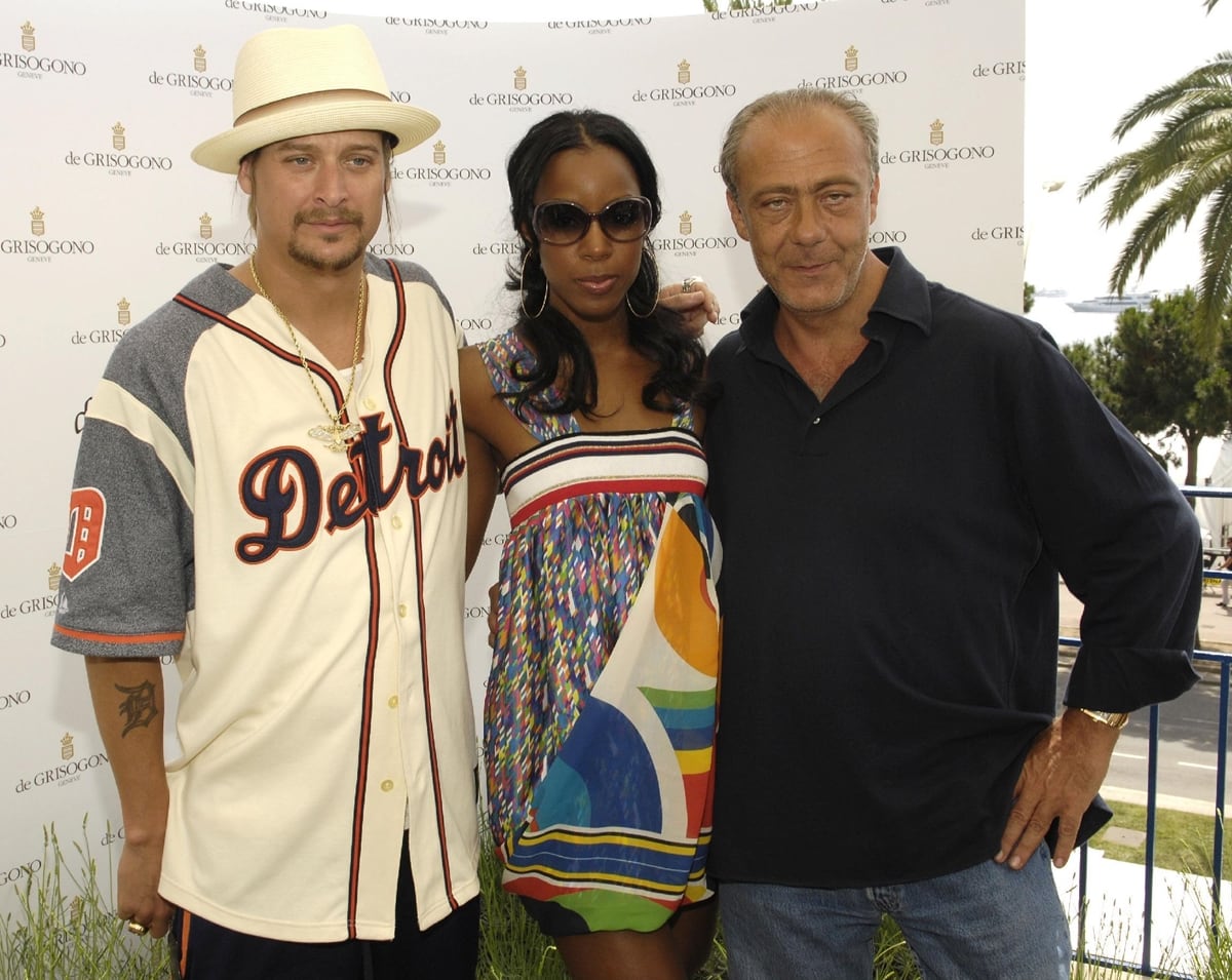 Kid Rock, Kelly Rowland, and Fawaz Gruosi at a photocall held by Swiss jeweler De Grisogono