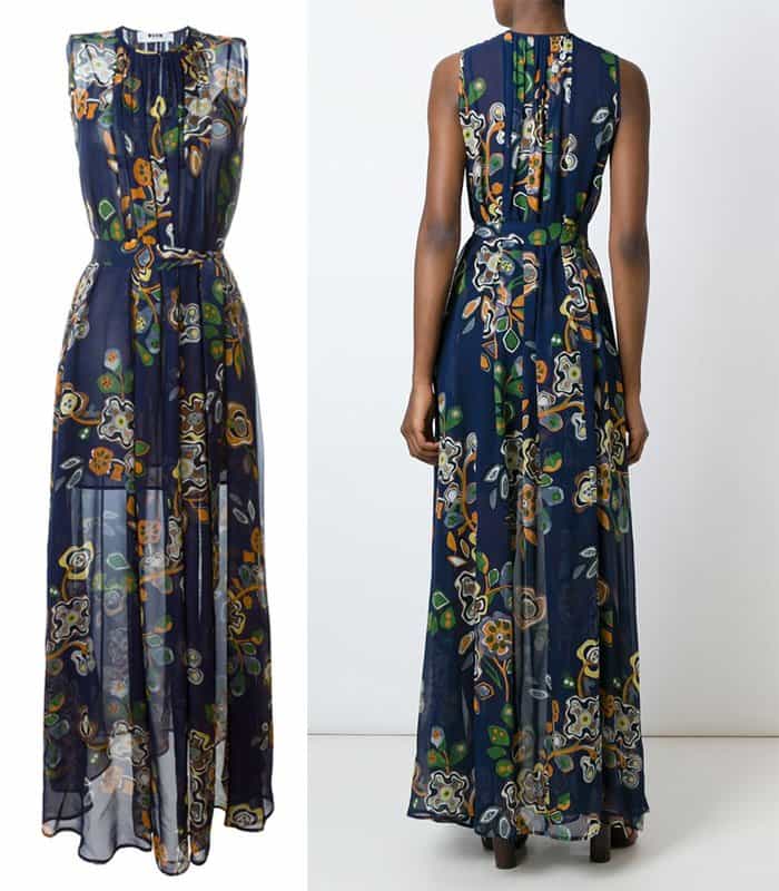 MSGM Belted Floral Print Dress