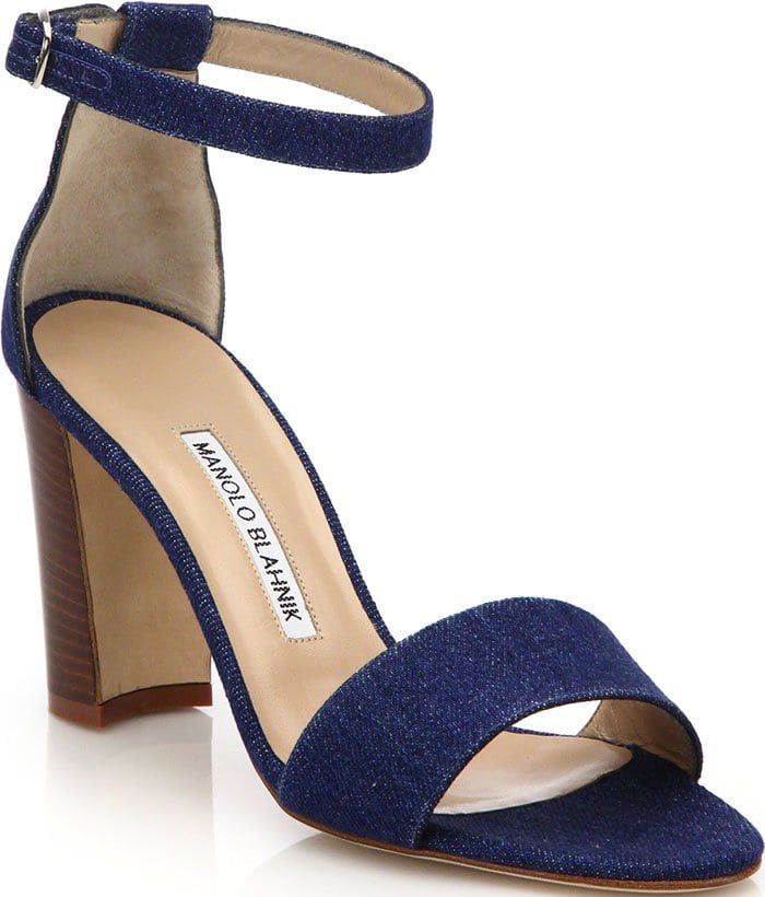 Manolo Blahnik Blue Lauratopri Denim Sandals