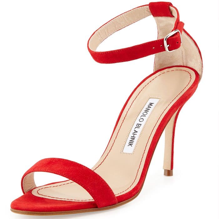 Manolo Blahnik 'Chaos' Sandal in Red Suede