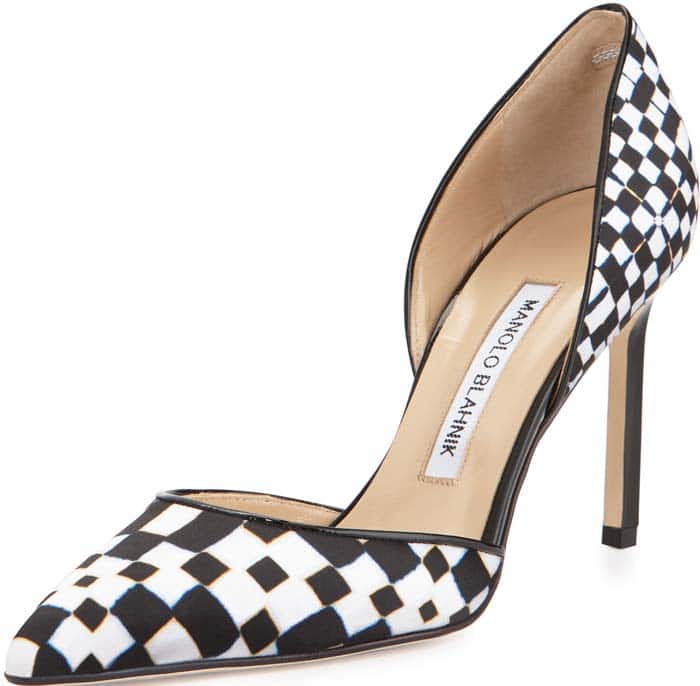 Manolo Blahnik 'Tayler' Printed Pointed D'Orsay Pump in Black/White