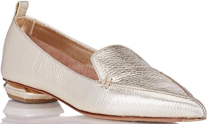 Nicholas Kirkwood 'Beya' Pebble Leather Loafers in Gold