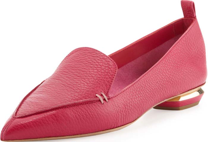Nicholas Kirkwood 'Beya' Pebble Leather Loafers in Red