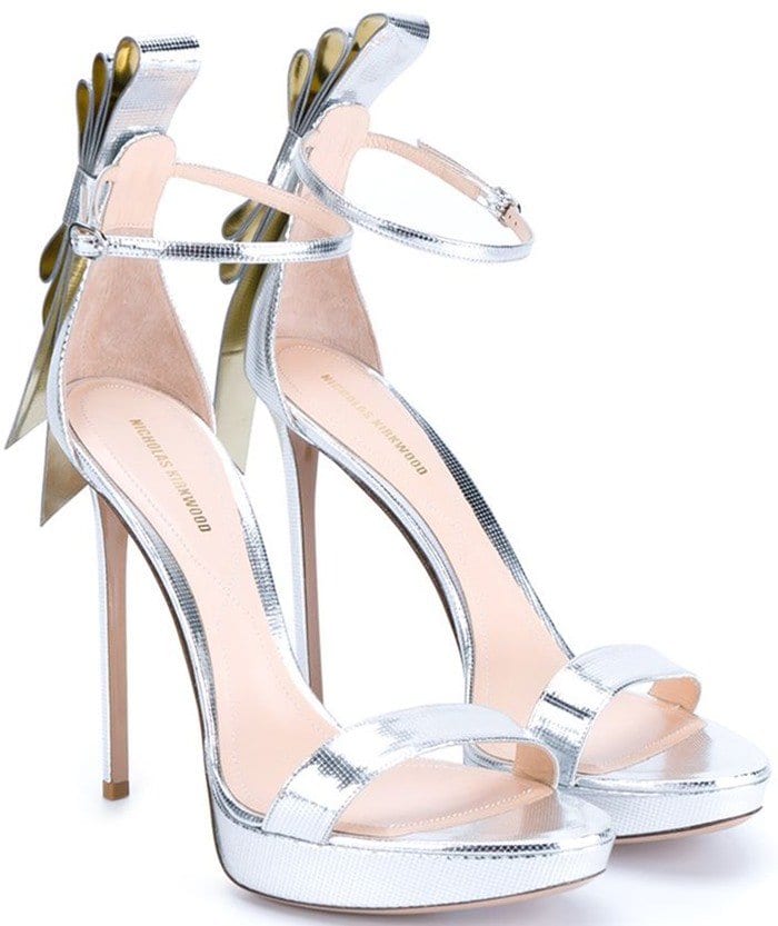 Nicholas Kirkwood Bow Embellished Metallic Leather Sandals