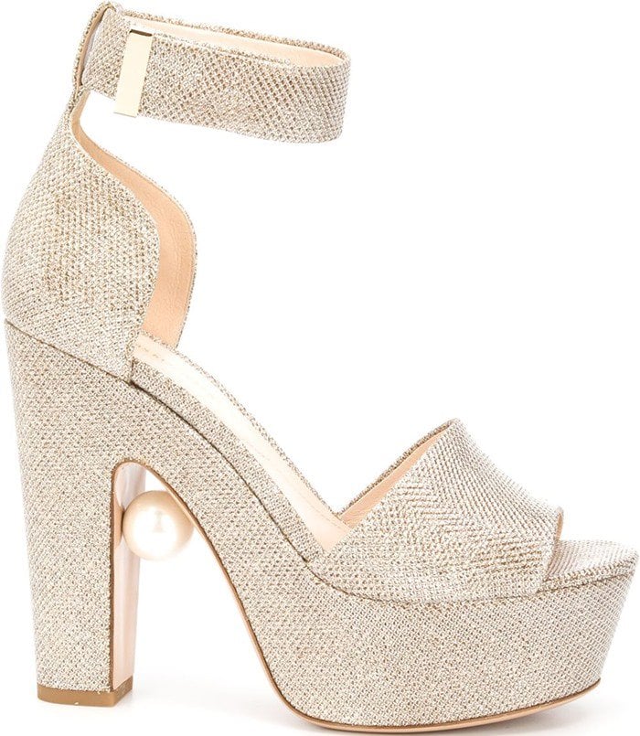 Nicholas Kirkwood Maya Platform Sandals in Metallic Champagne Leather