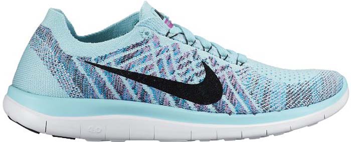 Light Blue Nike Free "4.0 Flyknit" Running Shoes