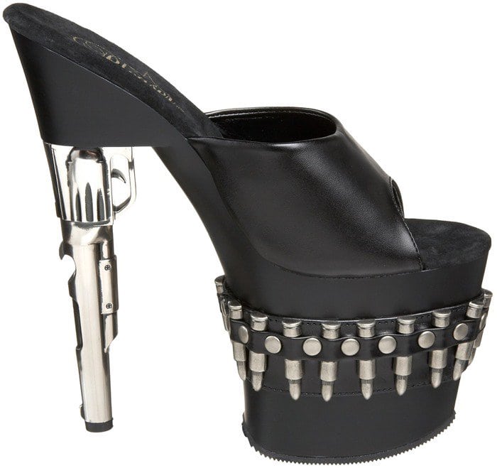 Pleaser USA 'Bondgirl-701-3' Sandals in Black/Gunmetal