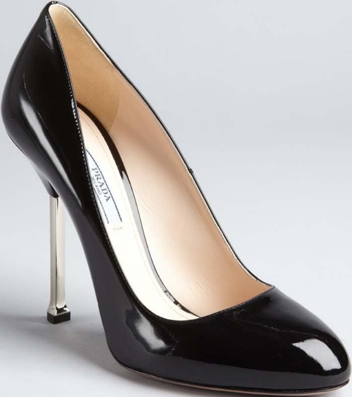 Black Prada Patent Metal Heel Pumps