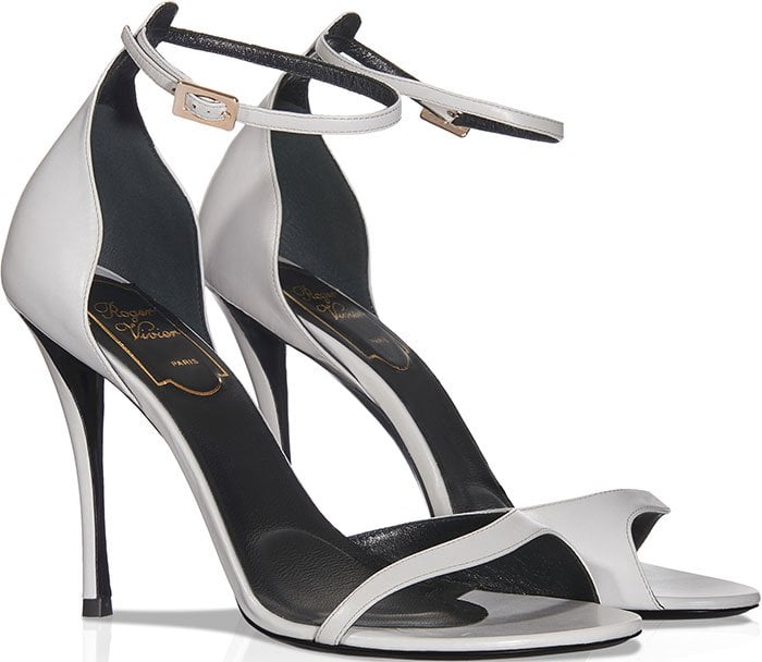 Gray Leather Roger Vivier "Sin" Leather Sandals