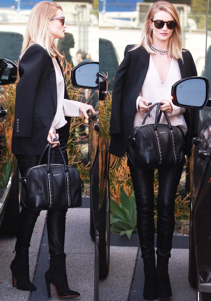 Rosie Huntington-Whiteley finishes her chores in a gorgeously styled casual outfit