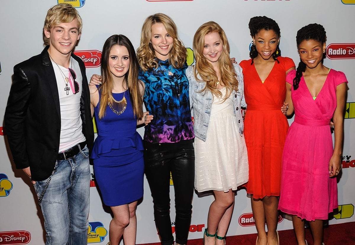 Ross Lynch, Laura Marano, Bridgit Mendler, Dove Cameron, Chloe Bailey, and Halle Bailey attend the Disney Channel Kids Upfront 2013