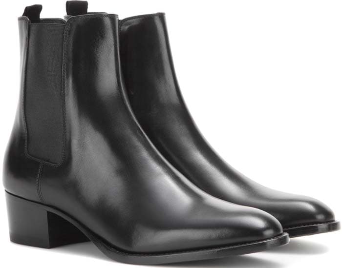 Saint Laurent Leather Ankle Booties in Black
