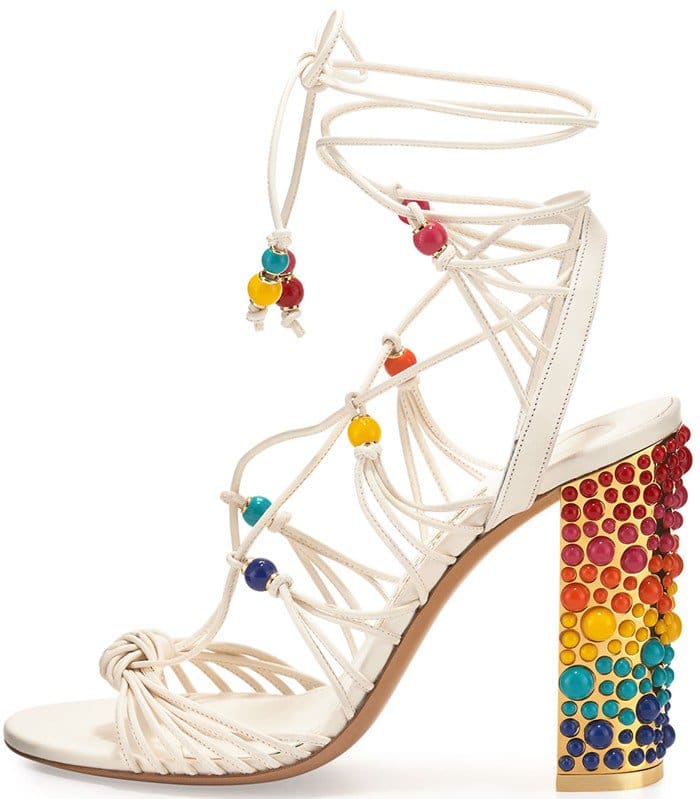 Salvatore Ferragamo Rainbow Beaded Gladiator Shoes