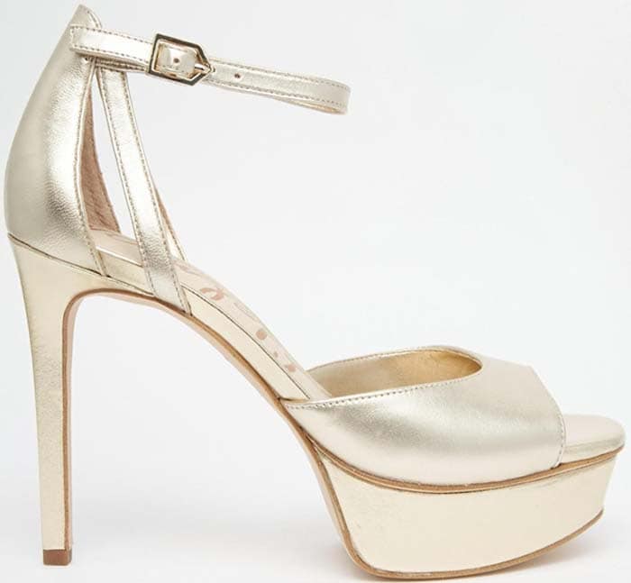 Sam Edelman "Kayde" Metallic Platform Two Part Heeled Sandals