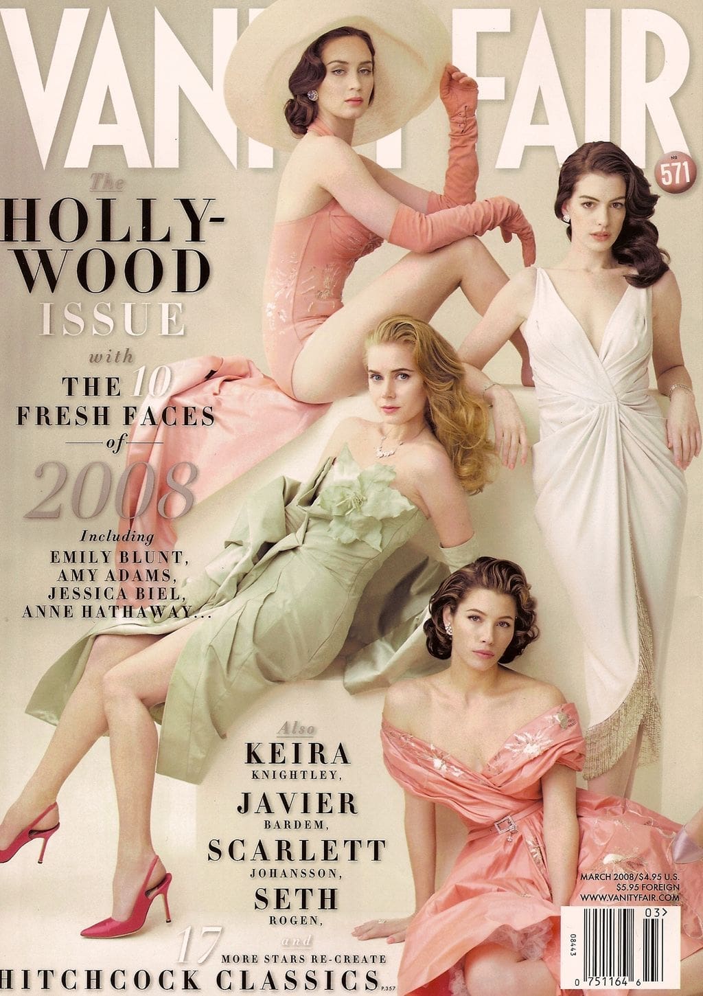 Emily Blunt, Amy Adams, Jessica Biel and Anne Hathaway pose for the cover of Vanity Fair's March 2008 The Hollywood Issue