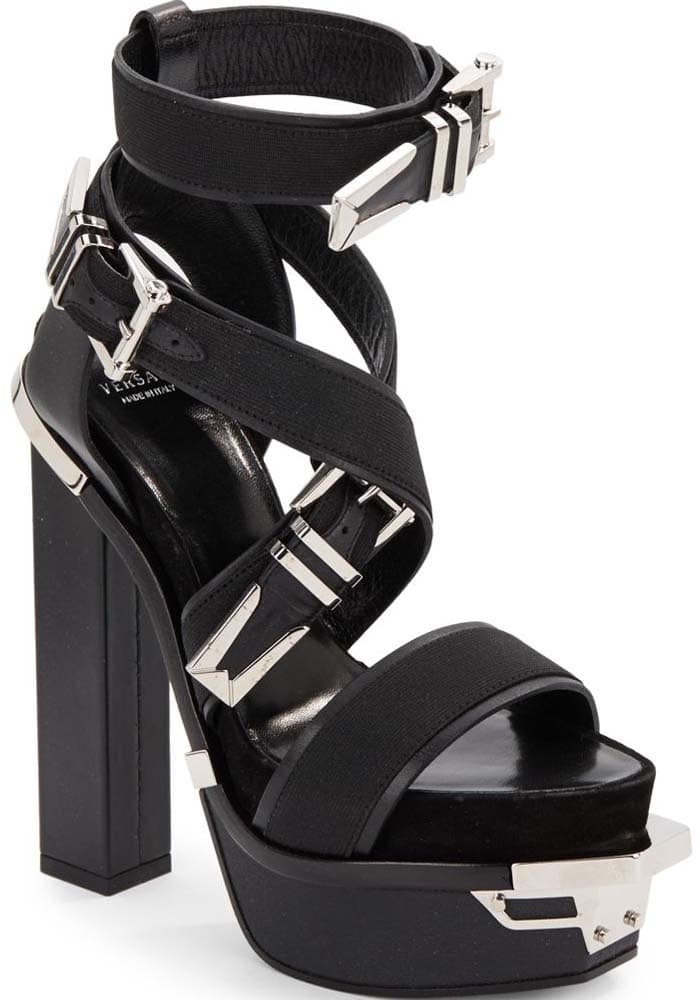 Versace Leather Buckle Platform Sandals