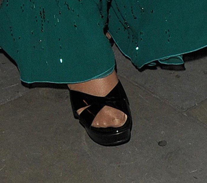 Mariah Carey's feet in black patent sandals