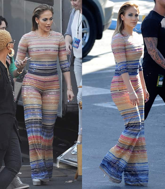 Only Jennifer Lopez could get away with a statement piece like this beaded Naeem Khan jumpsuit