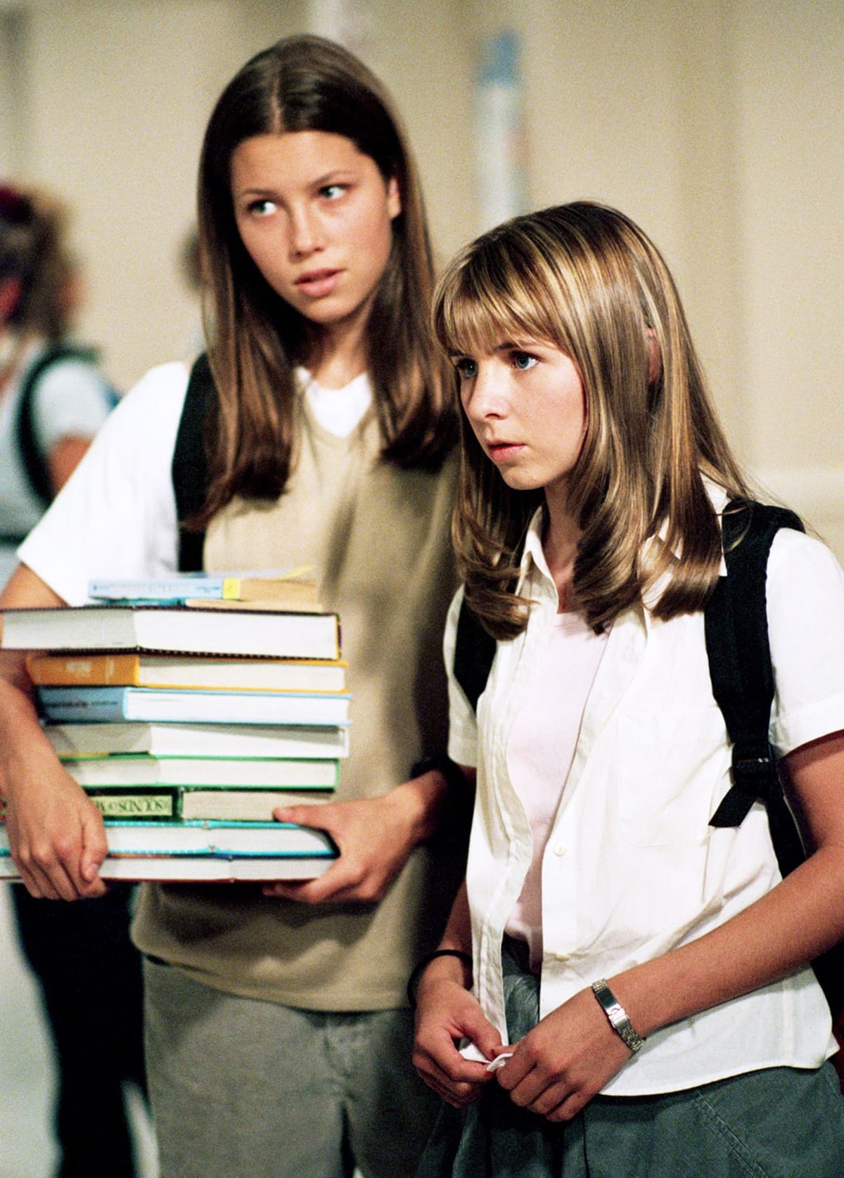 Jessica Biel as Mary Camden and Beverley Mitchell as Lucy Camden in the American family drama television series 7th Heaven