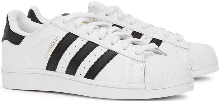 Adidas "Superstar" Sneakers with black and white stripes